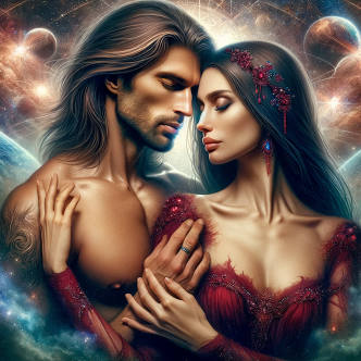 Arte EvokeHeart — casal, sagrado-masculino, sagrado-feminino